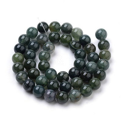 Natural Moss Agate Beads Strands G-S259-18-8mm-1