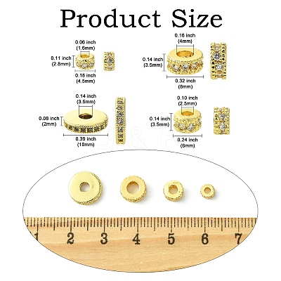 8Pcs 4 Styles Brass Micro Pave Cubic Zirconia Beads KK-CJ0003-05-1