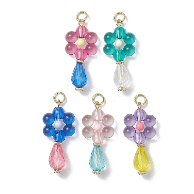 Flat Round Acrylic Pendant Necklaces PALLOY-JF02613-1