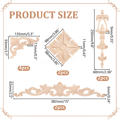 12Pcs 4 Styles Wooden Wall Decorations AJEW-WR0003-89-1