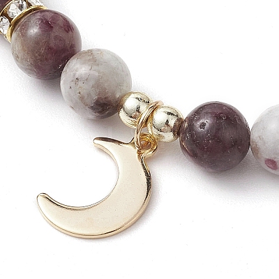 8mm Round Natural Plum Blossom Tourmaline Beaded Stretch Bracelets BJEW-JB10469-02-1