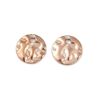 304 Stainless Steel Textured Disc Charms STAS-Q336-11A-RG-1