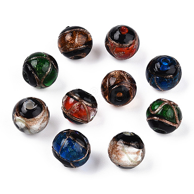 Handmade Gold Sand Lampwork Beads LAMP-T019-12mm-06-1