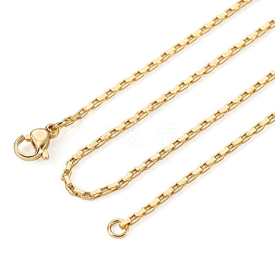 Brass Box Chain Necklace NJEW-TA0001-16-1