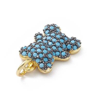 Rack Plating Brass Micro Pave Cubic Zirconia Charms KK-H443-06G-1