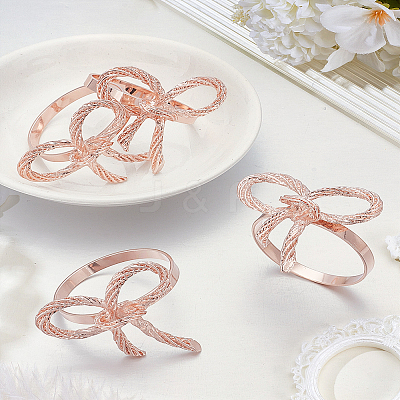 4Pcs Bowknot Iron Napkin Rings AJEW-LP0002-63RG-1