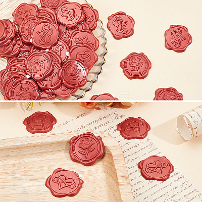 50Pcs 2 Styles Rose & Heart Adhesive Wax Seal Stickers DIY-CP0010-23B-1