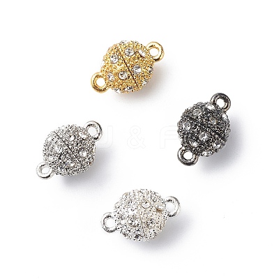 Alloy Rhinestone Magnetic Clasps with Loops RB-H116-2-M-1
