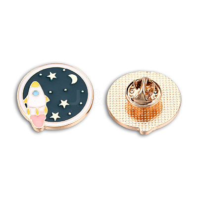 Rocket with Planet Enamel Pin JEWB-N007-225-1