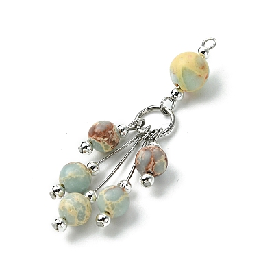 Synthetic Aqua Terra Jasper Round Tassel Big Pendants PALLOY-JF03281-01-1