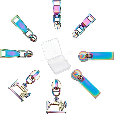 8 Pcs 4 Styles Zinc Alloy Replacement Zipper Sliders FIND-GF0001-41MC-1