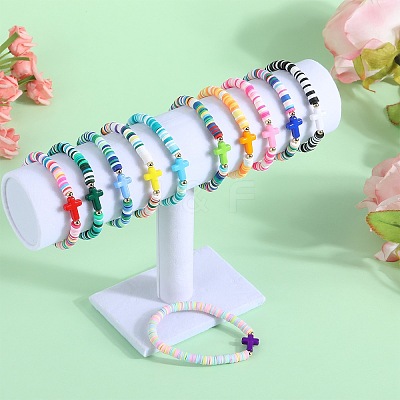 11Pcs Polymer Clay Beads Bracelets BJEW-SW001596-1
