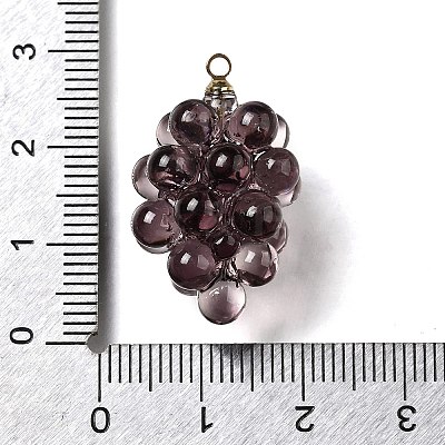 Grape Brass Acrylic Pendants LS-OACR-R006-05G-10-1