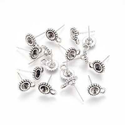 Tibetan Style Stud Earring Findings TIBE-A20145-AS-FF-1