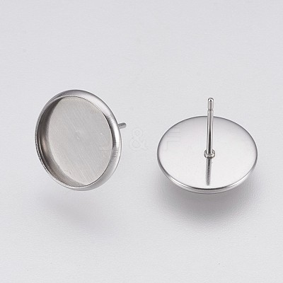 Non-Tarnish 202 Stainless Steel Stud Earring Settings STAS-I088-E-02P-1