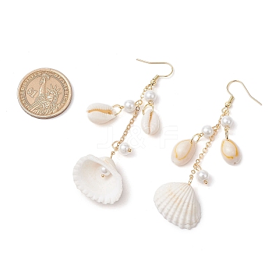 304 Stainless Steel Shell Shape Dangle Earrings EJEW-JE06382-01-1