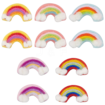 10Pcs 5 Colors Handwork Felt Needle Felting Rainbow Ornaments AJEW-BC0001-98-1