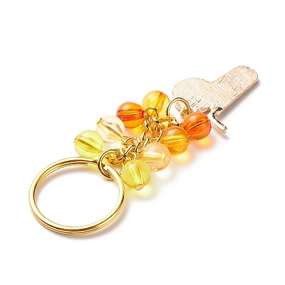 4Pcs Flower/Bee/Orange Juice Alloy Enamel Pendant Keychain KEYC-JKC00412-05-1
