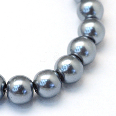 Baking Paint Pearlized Glass Pearl Round Bead Strands HY-Q330-8mm-12-1