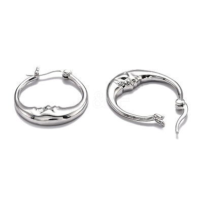 Brass Micro Pave Clear Cubic Zirconia Hoop Earrings EJEW-B006-01P-1