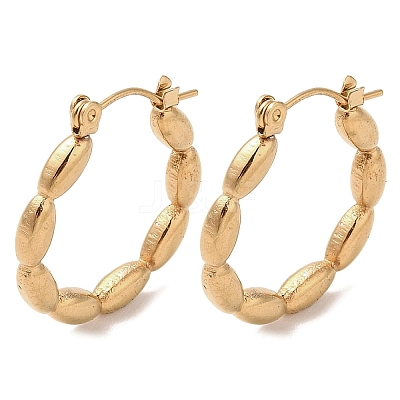 Oval Bubble 201 Stainless Steel Half Hoop Earrings for Women EJEW-G385-35G-1