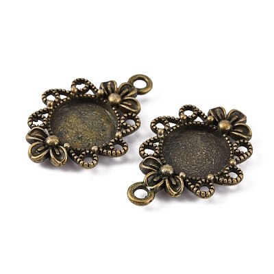 Vintage Tibetan Style Alloy Flower Pendant Cabochon Bezel Settings X-TIBEP-M018-131AB-NF-1