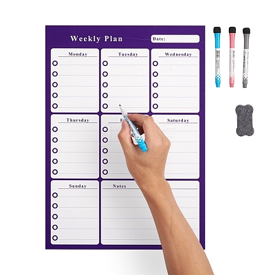 Magnetic Dry Erase Weekly Calendar for Fridge AJEW-E043-07A-1