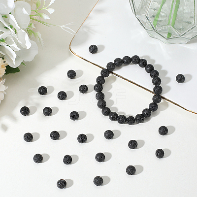 2 Strands Natural Lava Rock Beads Strands G-SP0001-28-1