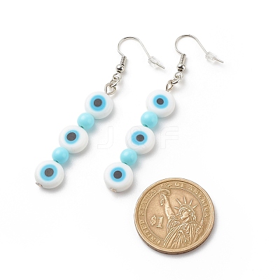 Lampwork Evil Eye & Acrylic Beaded Dangle Earrings EJEW-JE04972-04-1