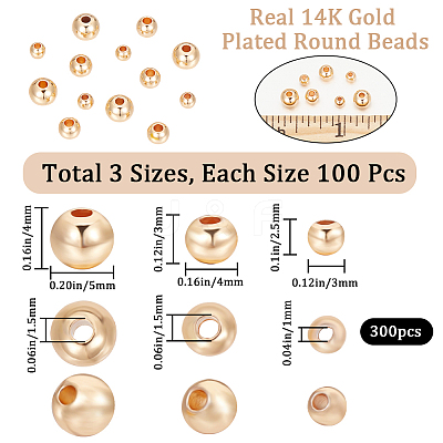300Pcs 3 Style Rack Plating Brass Beads KK-BBC0011-14-1