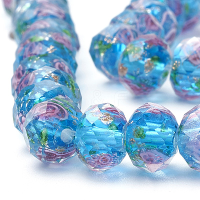 Handmade Gold Sand Lampwork Beads Strands LAMP-R141-8mm-04-1
