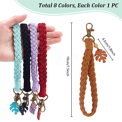 8Pcs Handmade Macrame Cotton Threads Wrist Strap Pendant Decoration HJEW-PH01990-1