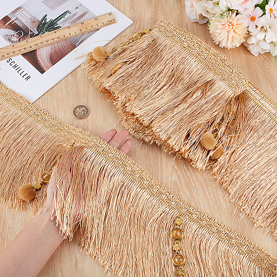4M Polyester Fringe Tassel Trim DIY-OC0013-37C-1
