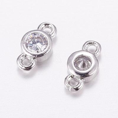 Brass Micro Pave Cubic Zirconia Links KK-F714-09P-1
