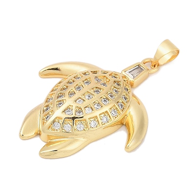 Brass Micro Pave Cubic Zirconia Pendants X-KK-A241-09G-1