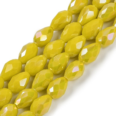 Opaque Solid Color Electroplate Glass Beads Strands EGLA-N013-P8mm-B06-1