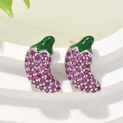 Brass Micro Pave Cubic Zirconia Stud Earrings EJEW-Q015-13P-02-1