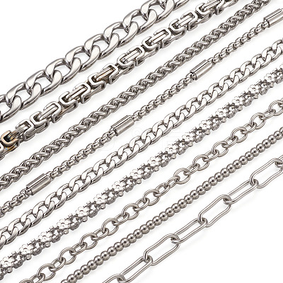 Unisex 304 Stainless Steel Chain Bracelets BJEW-TA0001-05P-1