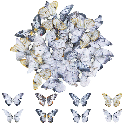 40Pcs 8 Colors Luminous Cloth & Resin Butterfly Ornament Accessories DIY-SP0006-24-1