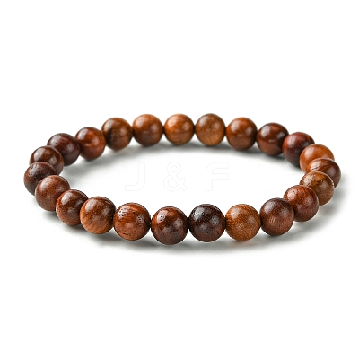 Unisex Natural Wood Beaded Stretch Bracelets BJEW-JB05463-01-1