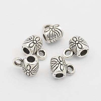 Tibetan Style Alloy Barrel Carved Flower Bail Beads LS-TIBEB-O004-49-1
