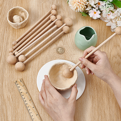 8Pcs Beech Wooden Double Round Stick CELT-BC0001-02-1