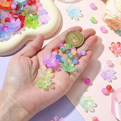 DIY Round Flower Acrylic Beads Jewelry Making Kits DIY-CJ0002-82-1