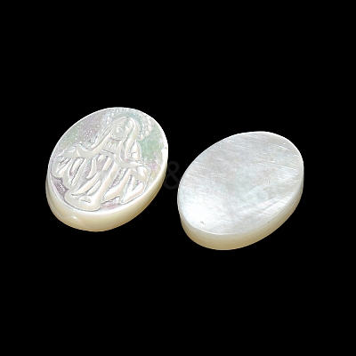 Carved Natural White Shell Cabochons SSHEL-N038-08B-1