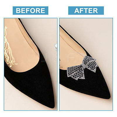 Glass Rhinestone Bowknot Shoe Decorations AJEW-WH0323-24C-1