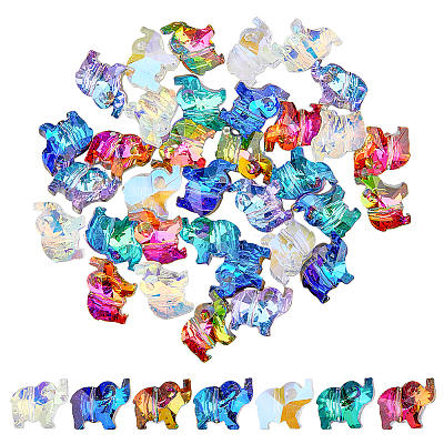 35Pcs 7 Colors Transparent Glass Beads GLAA-FH0001-68-1