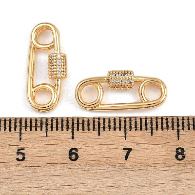 Brass Micro Pave Clear Cubic Zirconia Connector Charms KK-F910-09G-1