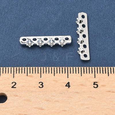 Brass Micro Pave Clear Cubic Zirconia Spacer Bars KK-Z139-11S-03-1