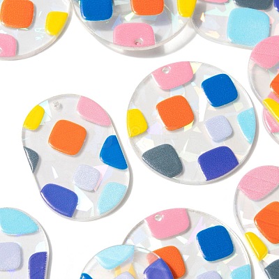 24Pcs 4 Style Transparent Clear Acrylic Pendants KY-LS0001-09-1