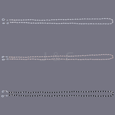 3Pcs 3 Colors Plastic Pearl & Glass Bead Strap for Eyeglasses AJEW-CY0002-18-1